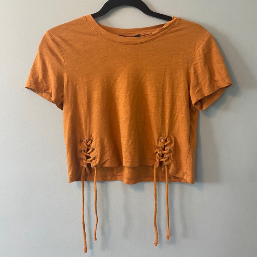 Lace-up Mustard Crop Top